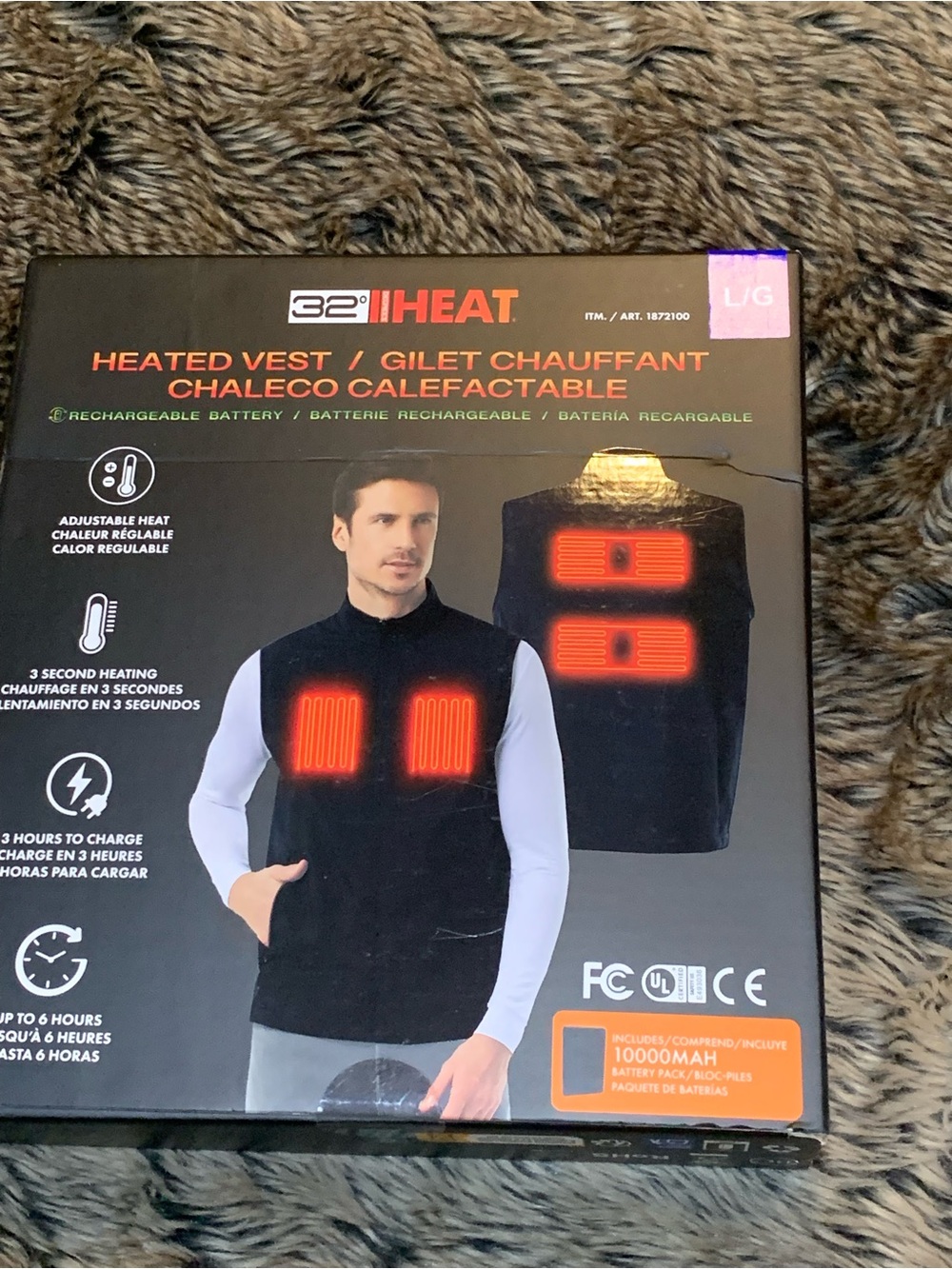32° Degrees Heat Rechargeable Heated Vest, size L Adjustable heat NWT